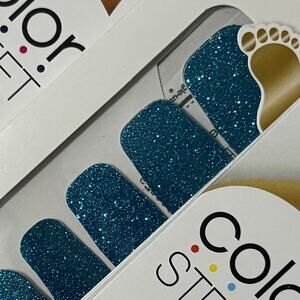 New Color Street “How Swede It Is” Vibrant Blue Glitter PEDICURE Nail Strips